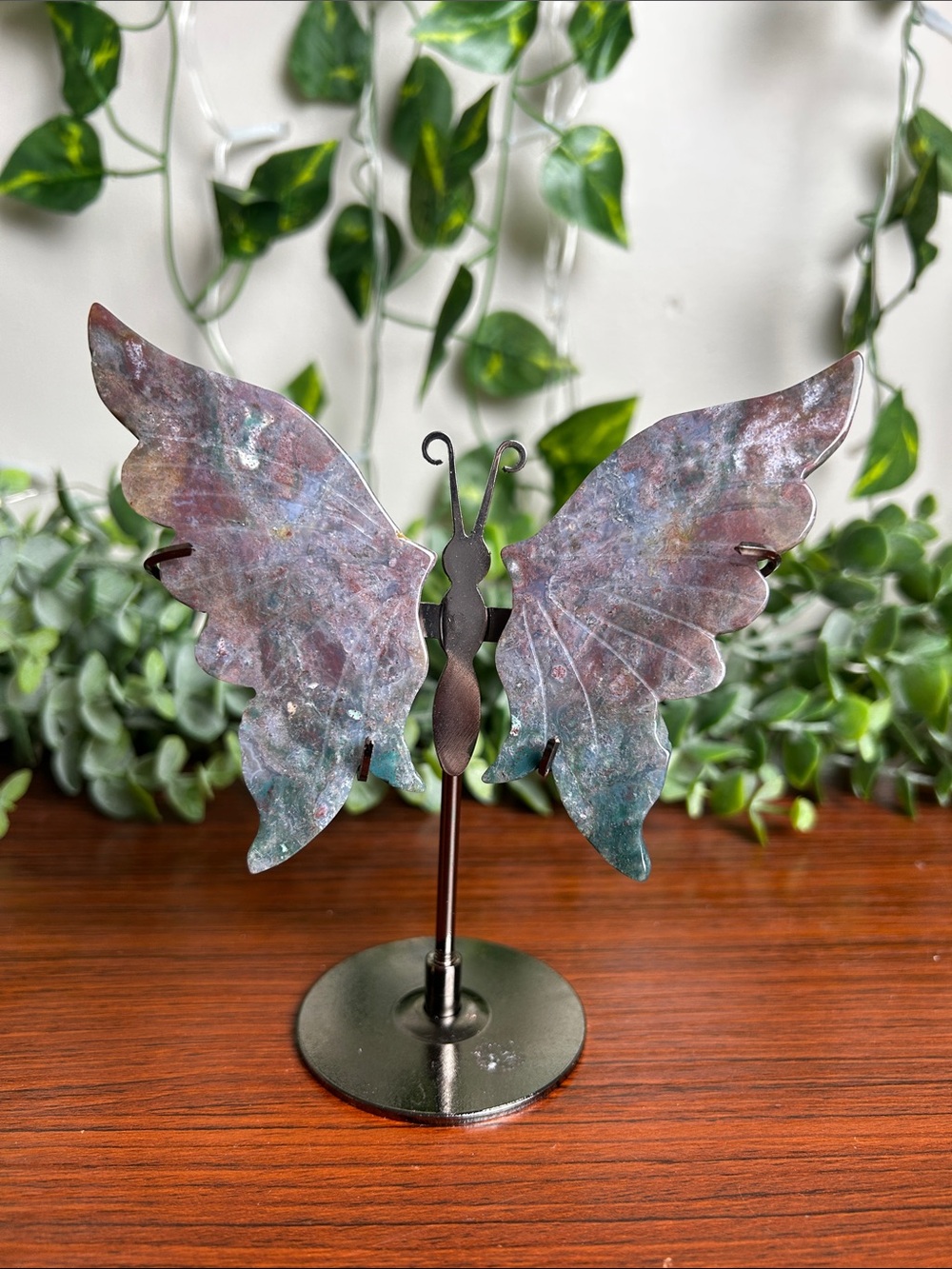 Ocean Jasper Butterfly Wings on stand